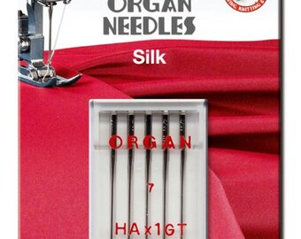 Organ HA x 1 GT SILK blister de 5 agujas para máquina de coser para seda y tejidos finos