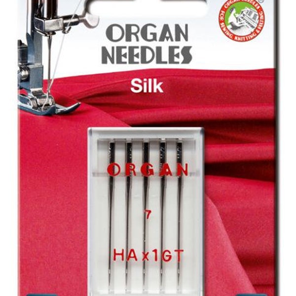 Organ HA x 1 GT SILK Blister 5 Stück Nähmaschinennadeln für Seide und Feines