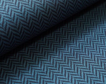 Jacquard herringbone petrol organic knitted jacquard fabric uncle