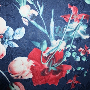 Jacket fabric multicolor flowers blue