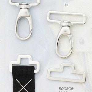 D-ring & snap hook set or individual metal 30 or 40 mm clasp bag