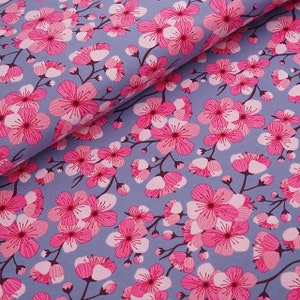 Organic Jersey Cherry Blossom Stoffonkel blue
