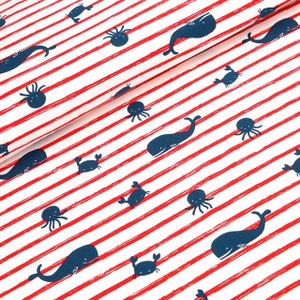 ORGANIC JERSEY Stoffonkel Puckwal stripes red