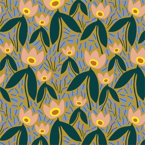 Organic cotton by Cloud9 Fabrics FURROW flower retro