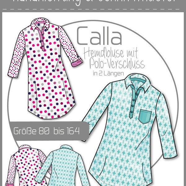 Pattern Paper Calla Blouse Size 80 - 164 Kids Shirt Blouse