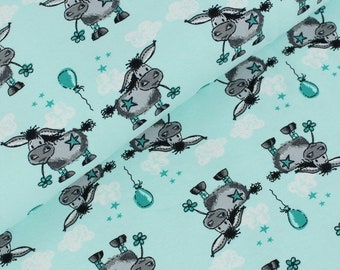 ORGANIC JERSEY Cloth uncle Donkey Lou turquoise donkey