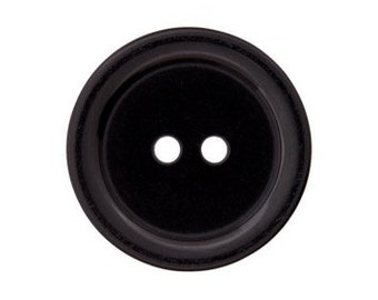 Bouton polyester bouton 2 trous noir 15 mm