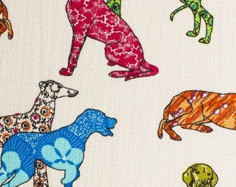 Chiffon printed with dogs, cream and colorful