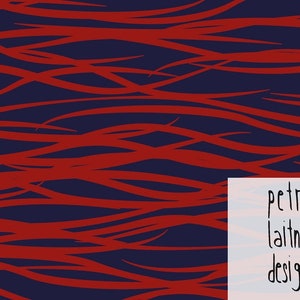 Tejido de punto de algodón estampado Wire de Petra Laitner, azul oscuro/rojo