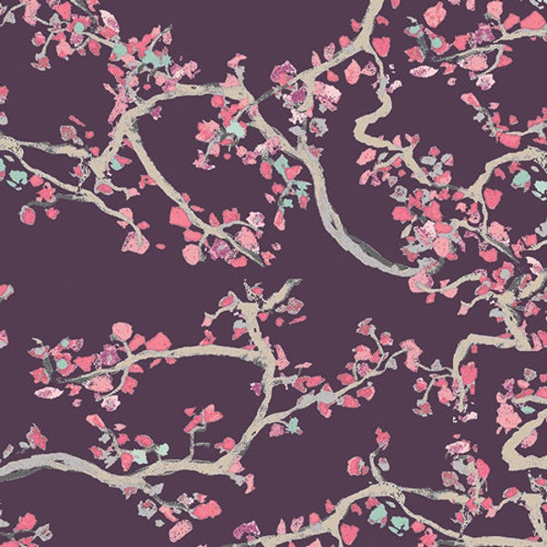 Art Gallery Wonderland VOILE Enchanted Leaves Plum