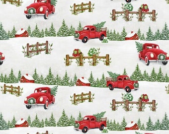 Patchwork Baumwolle Scenic Red Truck blank quilting Winter