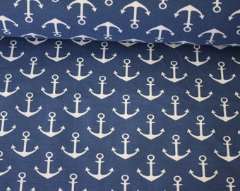 French terry print anchor admiral blue