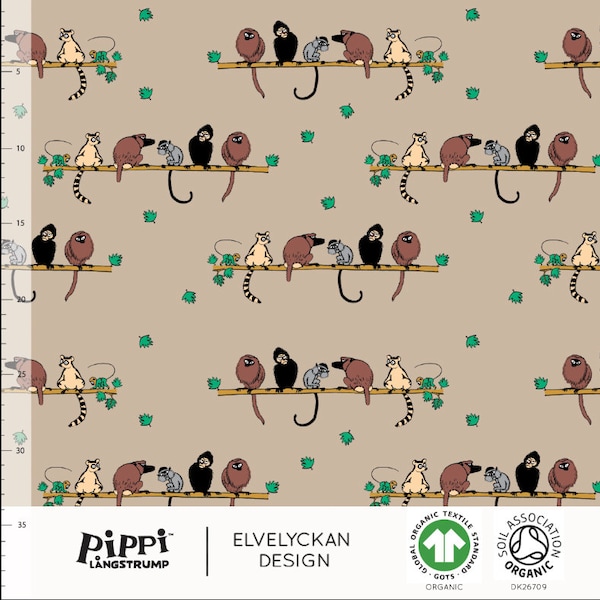 ORGANIC Jersey PIPPi MONKEYS long stockings - cappuccino Elvelyckan Design