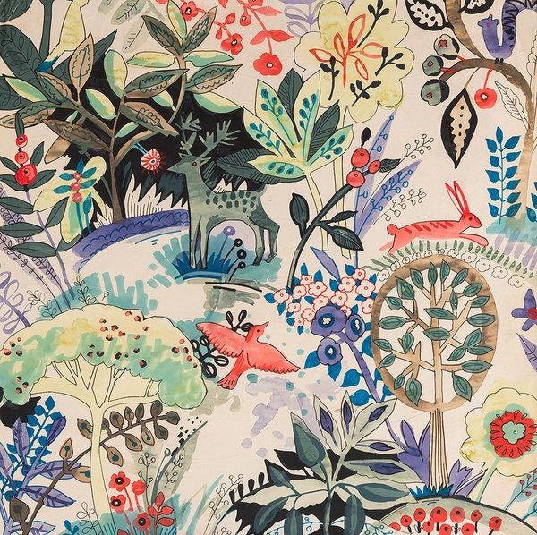 Cotton fabric Alexander Henry FOLKLORICO Deep Park colorful