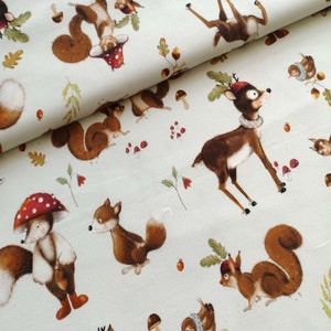 JERSEY Stoffonkel Organic Jersey FOREST ANIMALS (GOTS)