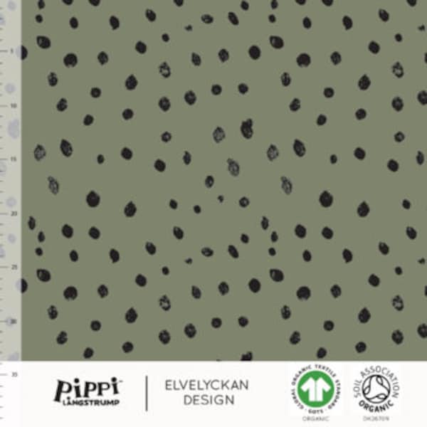 ORGANIC Jersey PIPPi Longstocking Dots green Elvelyckan Design