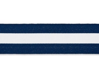 Grosgrain ribbon 35 mm navy white