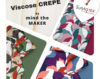 Viskos crepe-tryck BOUQUET - olika designer Mind the Maker