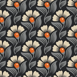 Organic Cotton by Cloud9 Fabrics Magic Flower Flowers grey LAMINATED