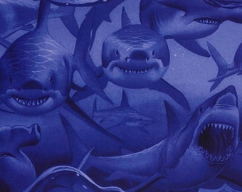 Cotton fabric Alexander Henry Nicole's Print Spring Shark