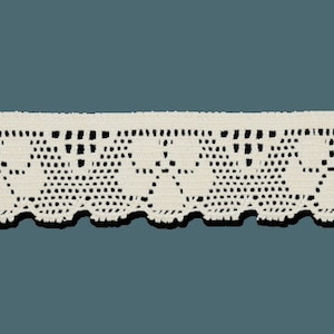 Lace bobbin lace 50 mm wool white with glam