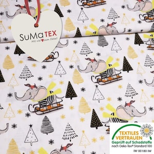 Children&#39;s cotton fabric Christmas trees & elephant