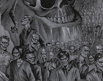 Tela de algodón REMNANT de 70 cm Haunted House de Alexander Henry Fabrics caminantes nocturnos