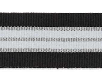 Ripsband 30 mm schwarz silber grau