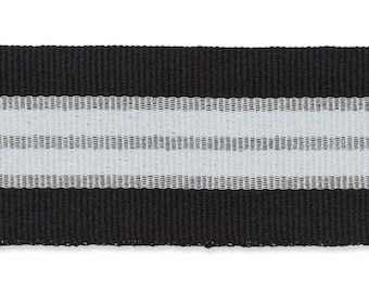 Grosgrain ribbon 30 mm black silver gray