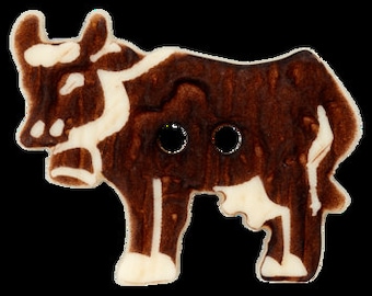 Horn imitation button, 2-hole cow print, 20 mm