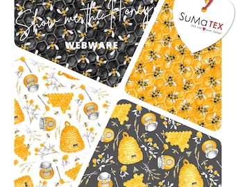 Baumwolle SHOW me the HONEY blank quilting Bienen verschiedenen Design