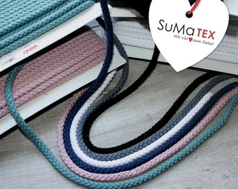 Cotton cord for bathrobes, 8 mm thick, various colors