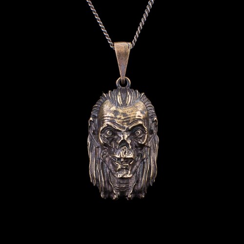 Tales from the Crypt Pendant, brass, handmade ... halloween gift, crypt keeper necklace