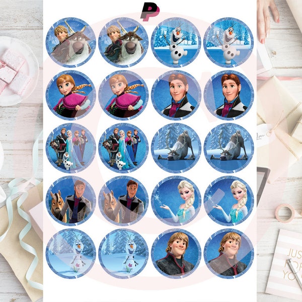 FROZEN Cupcake Toppers. PRINTABLE. Disney Baby Shower Favors. Disney Party Decor. Frozen. Disney Birthday Party Decorations.
