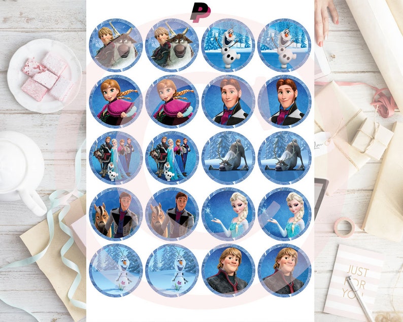 FROZEN Cupcake Toppers. PRINTABLE. Disney Baby Shower Favors. Disney