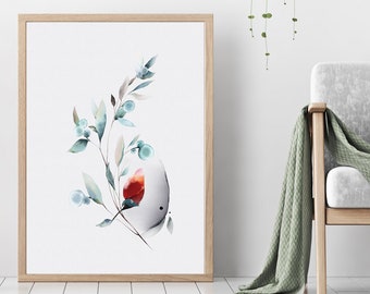 Minimalist Modern Botanical Art Print | Minimalist Floral Sage Print | Minimal Flower Art Print - Instant Digital Download Large Sizes