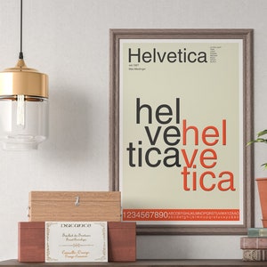 Helvetica Font Typography Poster, Mid Century Modern Style Print - Swiss Type Specimen, Minimalist Wall Art Graphic Design, Instant Download