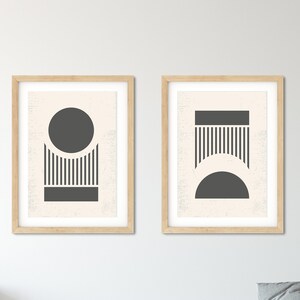 Mid Century Modern Set of 2 Prints Minimal Geometric Design - Etsy