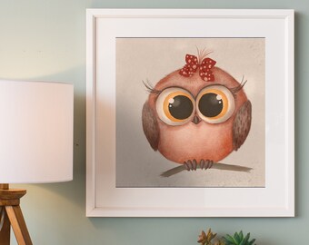 Woodland Nursery Decor - Cute Baby Owl Kids Nursery Print - Woodland Animals, Magic Forest, Funny Animals- Instant DIGITAL Download