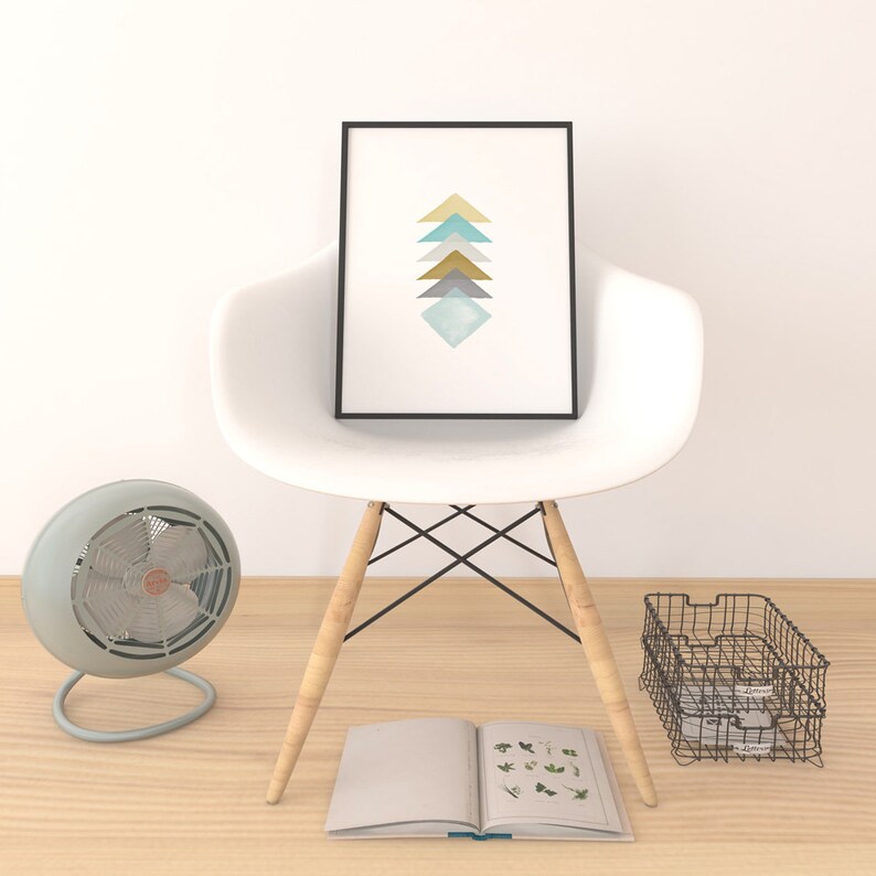 Watercolor Abstract Triangles Wall Art Printable Texture Etsy