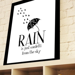 Rain is just Confetti from the Sky Inspirational Quote Art Poster 24 x 36 Motivational Typography / Scandinavian Minimalist Wall Art image 5