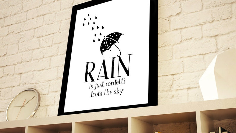 Rain is just Confetti from the Sky Inspirational Quote Art Poster 24 x 36 Motivational Typography / Scandinavian Minimalist Wall Art image 5