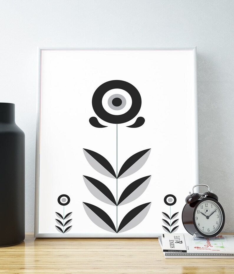 black and white scandinavian art