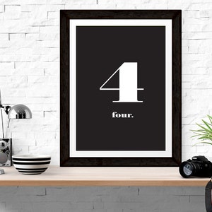 Number 4 Typography Printable Wall Art 24 X 36 | Etsy