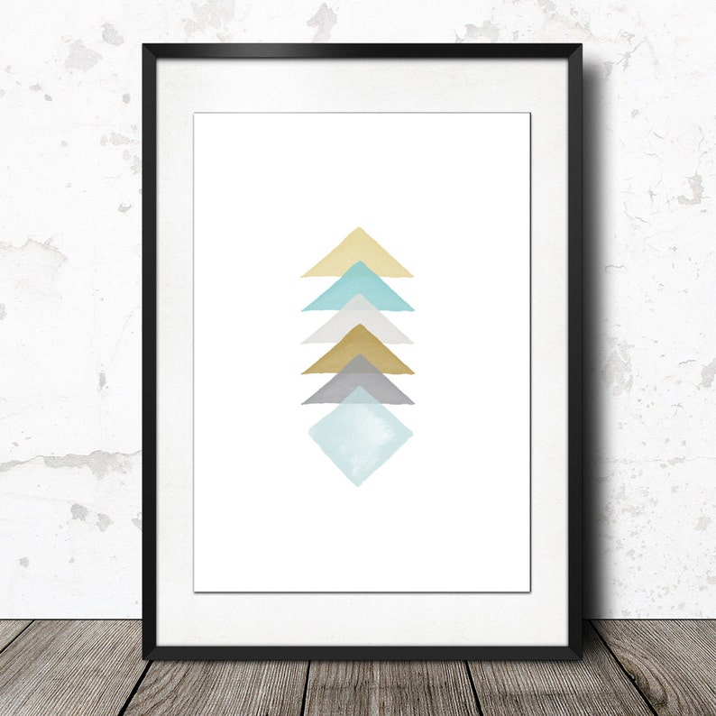 Watercolor Abstract Triangles Wall Art Printable Texture Etsy