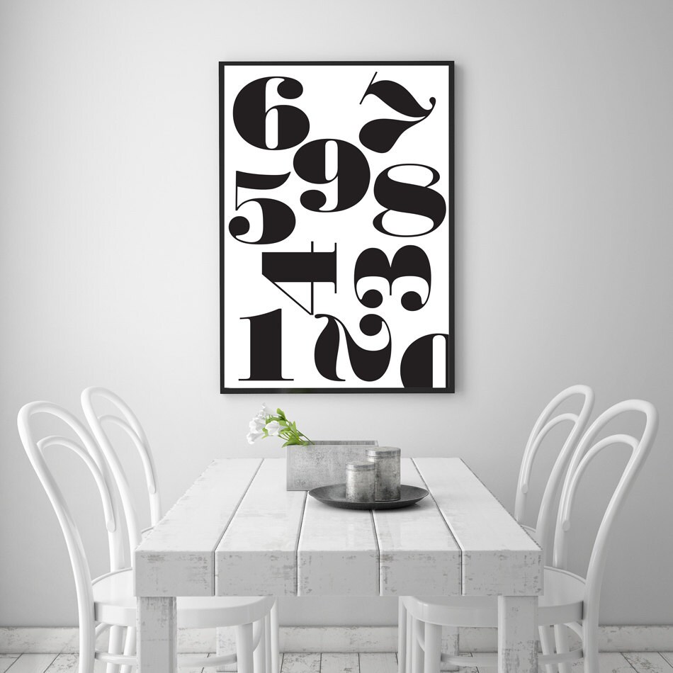 Numbers Print Typography Art 24 X 36 Scandinavian - Etsy