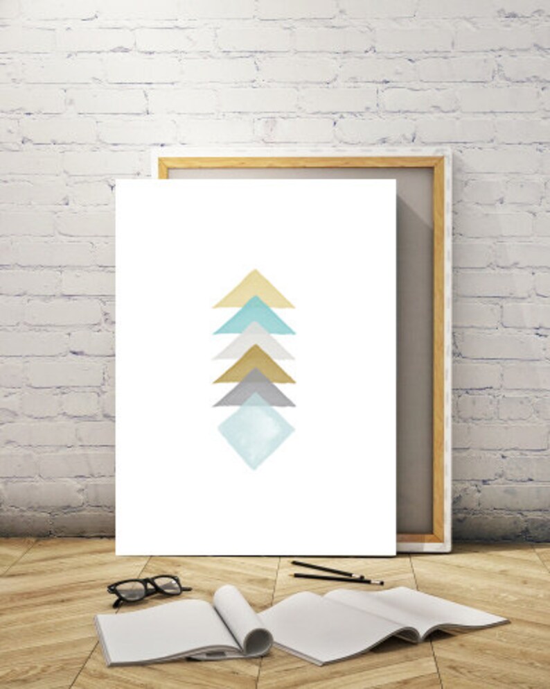 Watercolor Abstract Triangles Wall Art Printable Texture Etsy