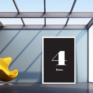 Number 4 Typography Printable Wall Art 24 X 36 | Etsy