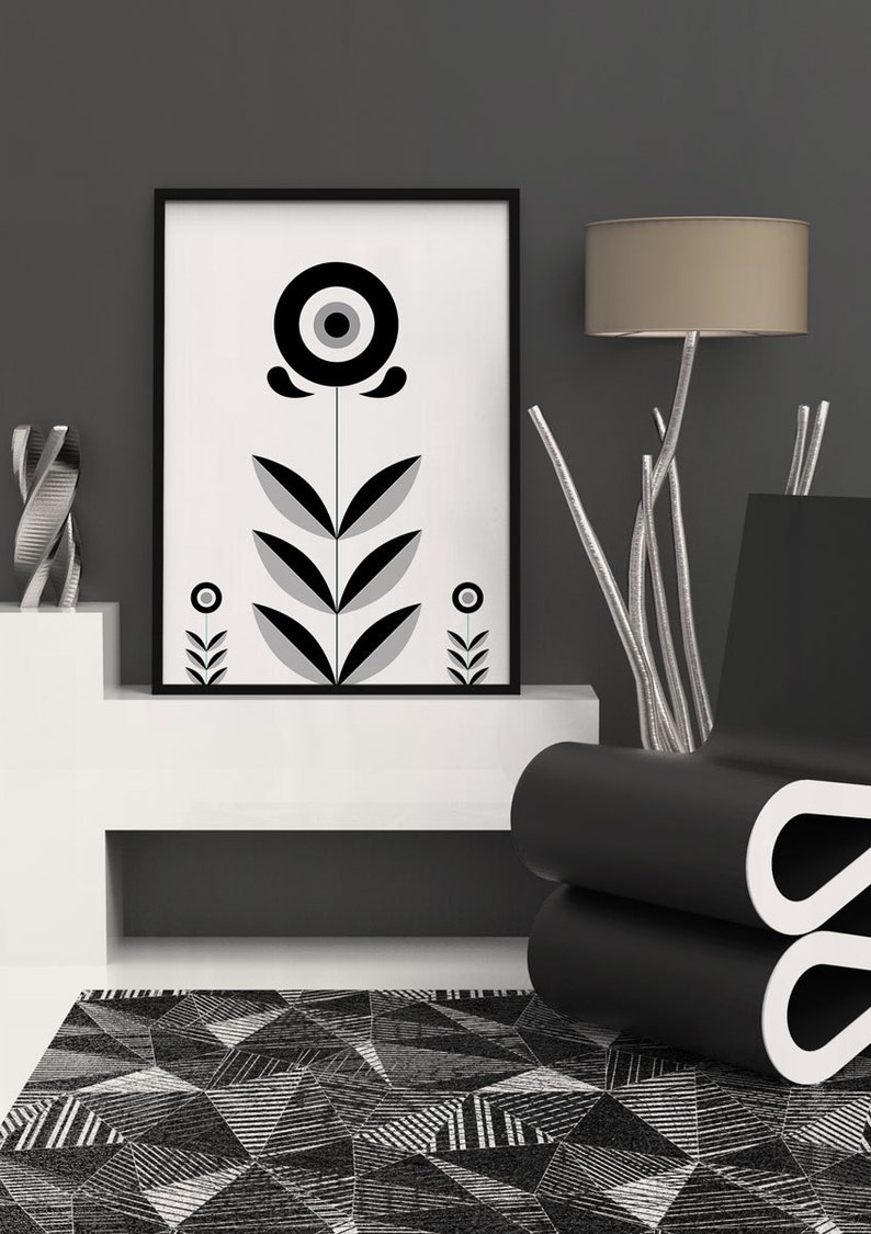 black and white scandinavian art