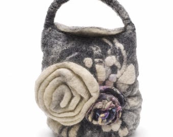 Bolso de Fieltro Reversible – Diseño Doble Cara con Flores y Texturas